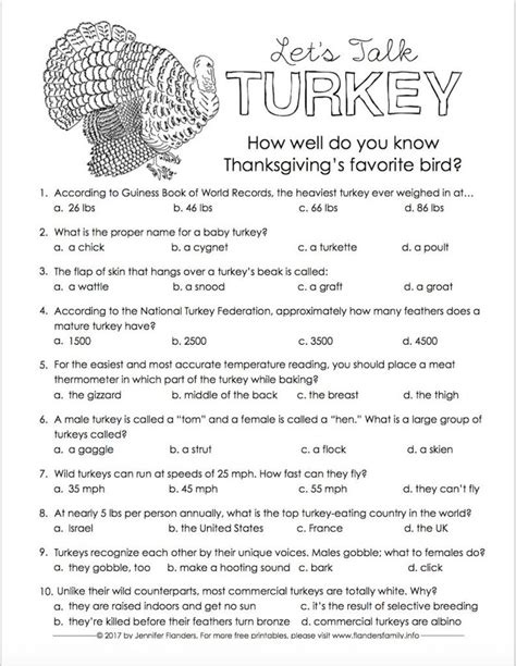 Thanksgiving | Trivia Quiz | Free Printable | Thanksgiving games, Thanksgiving facts ...