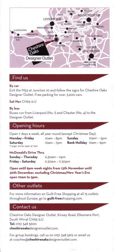 Chester Tourist - Cheshire Oaks Shopping Guide