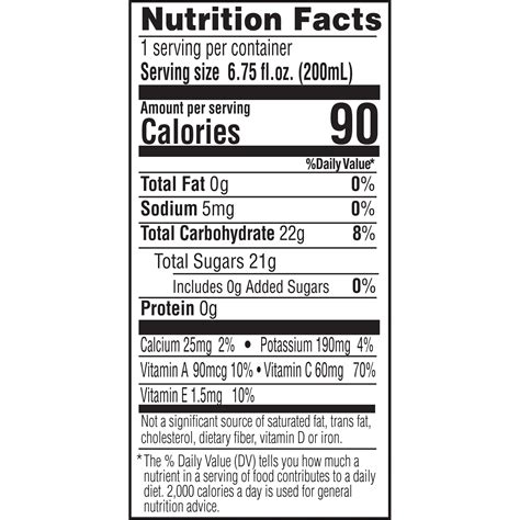 Apple Juice Nutrition Label - Design Corral