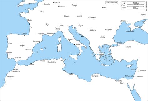 Mediterráneo Mapa gratuito, mapa mudo gratuito, mapa en blanco gratuito, plantilla de mapa ...