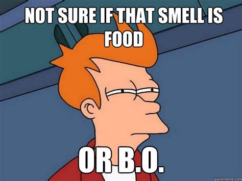 Not sure if that smell is food Or B.O. - Futurama Fry - quickmeme