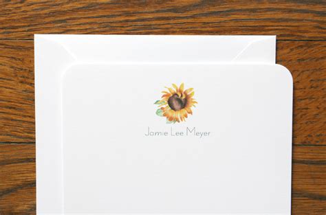 Customized Sunflower Stationery - set of 12 cards + envelopes — Paper by JLee