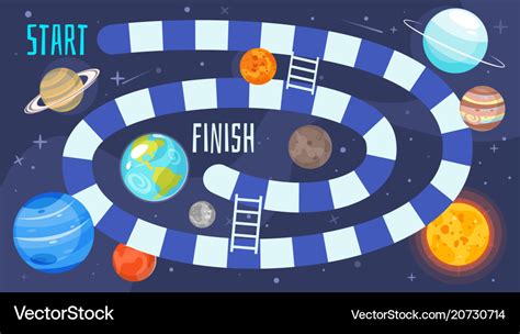 Kids space board game template Royalty Free Vector Image