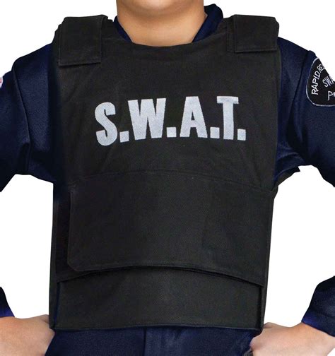 SWAT Vest Costume Child Kids Boys Black Police Officer Military ...