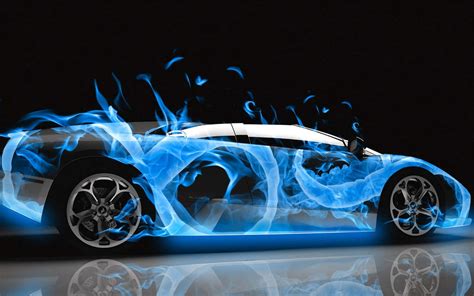 Download Lamborghini On Fire Blue Flames Wallpaper | Wallpapers.com