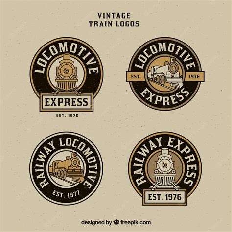 Premium Vector | Rounded vintage train logo pack