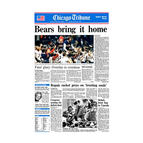 Chicago Bears Super Bowl XX Tribune Front Page: "Bears bring it home ...