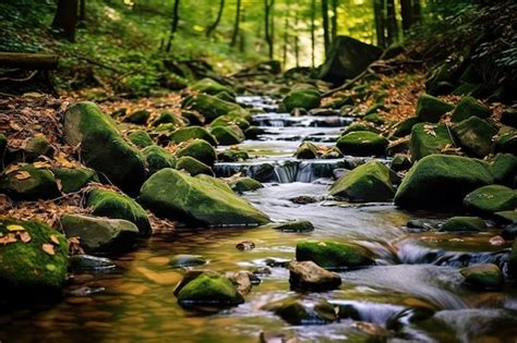 Premium AI Image | Close up of a beautiful spring stream