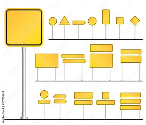 vector illustration of yellow road signs set Stock Vector | Adobe Stock