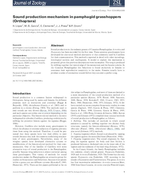 (PDF) Sound production mechanism in pamphagid grasshoppers (Orthoptera) | Pedro Oromi - Academia.edu