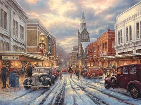 Americana Painting Nostalgic Street Art Classic Cars