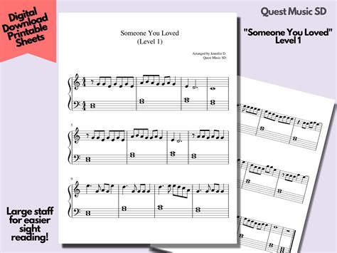 Piano Sheet Music someone You Loved Level 1 Easy Piano Sheets, Beginner Piano, Download and ...