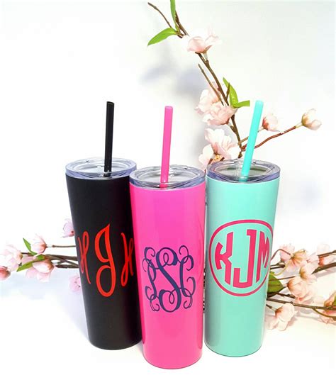 Monogram Stainless steel cup tall skinny Personalized