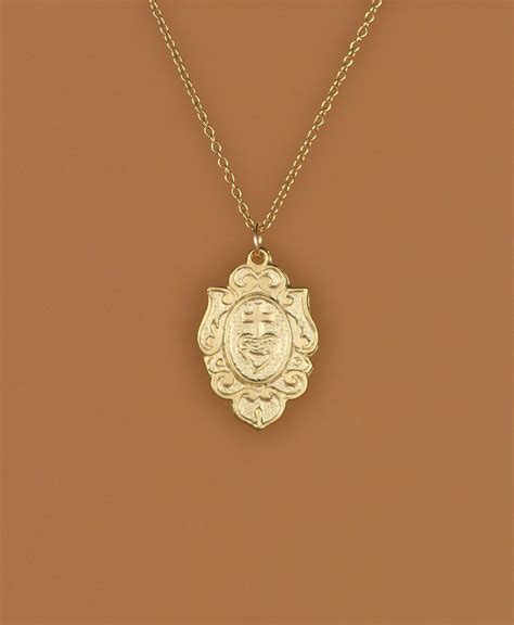 Sacred heart necklace - religous necklace - virgin mary - cross necklace - a 14k gold vermeil ...