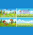 Scene background design with kids in paddle boats Vector Image