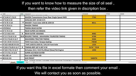 Oil Seal Sizes Metric - Design Talk