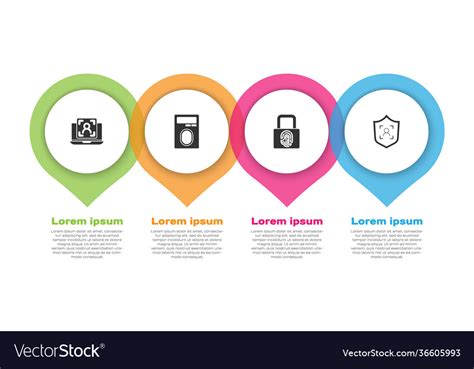 Set laptop with face recognition fingerprint lock Vector Image