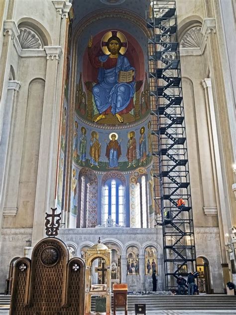 Interior View of the Premises Holy Trinity Cathedral in Tbilisi Inside ...