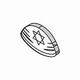 Kippah Yarmulke Jewish Isométrico Icono Vector Ilustración  sketch template