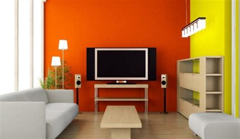 Free download Orange TV wall in modern minimalist living room Interior Design [1279x744] for ...