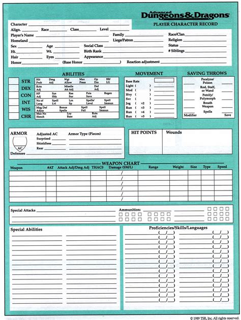 [AD&D 2e] Looking for character sheets... again | Gurps character sheet ...