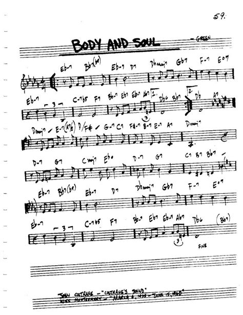 Body and Soul - PDF free download - play along backing track | JazzTutorial