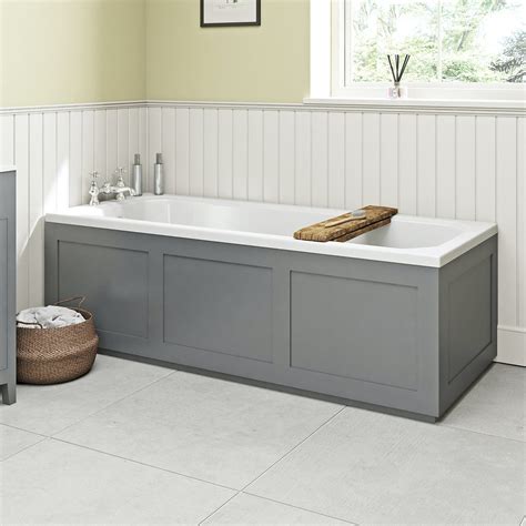 The Bath Co. Camberley satin grey wooden straight bath front panel 1700mm