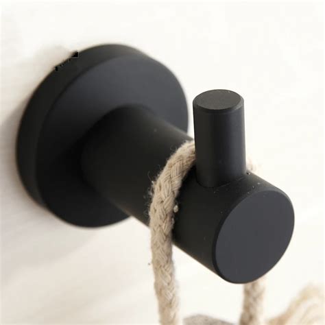 New Modern Rubber Paint Black Clothes Hook Towel Hook Simple 304 Stainless Steel Brushed Coat ...