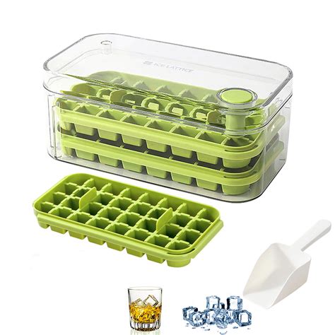 Mini Ice Cube Trays Silicone with Bin for Freezer,4 Packs Small Crushed Ice Tray Mold,with ...