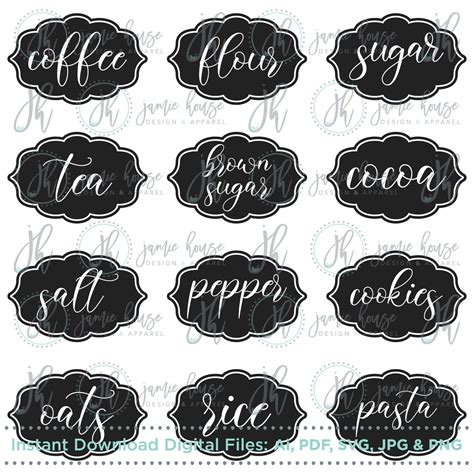 Farmhouse Pantry Canister Labels SVG Cut File Coffee Flour - Etsy