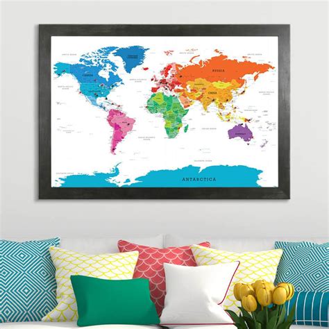 Multi-Colored World Map | Colorful Map on Canvas | Large Canvas Map ...