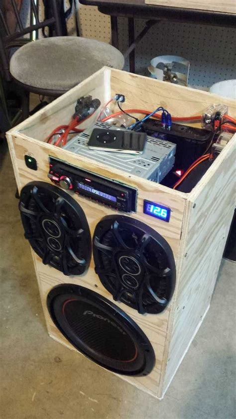 DIY Portable Stereo | Diy boombox, Subwoofer box design, Woodworking