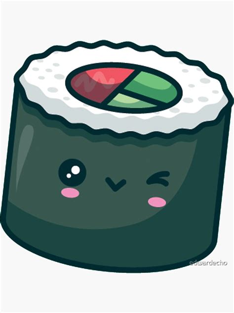 "Sushi Roll Wink" Sticker by edwardecho | Redbubble Sushi Cartoon ...