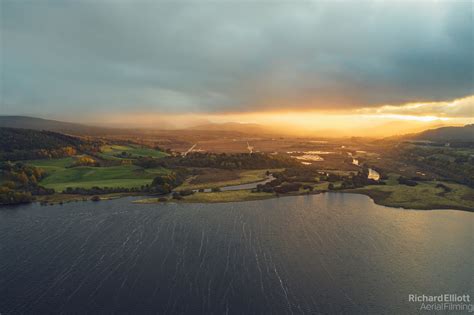 Loch Insh at sunset, October 2019 - Richard Elliott Aerial Filming