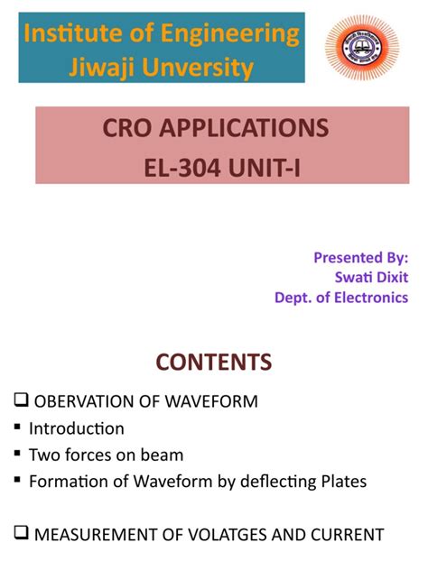 Institute of Engineering Jiwaji Unversity: Cro Applications EL-304 UNIT-I | PDF | Phase (Waves ...