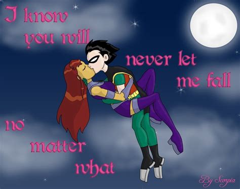 Starfire And Robin Kiss