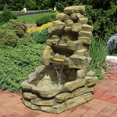 Sunnydaze Décor Stone Falls Outdoor Water Fountain - Waterfall Fountain ...