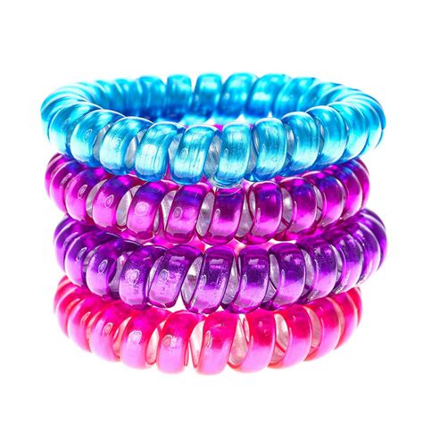 Blue, Pink and Purple Jelly Telephone Cord Hair Ties Girly Jewelry, Kids Jewelry, Hair Jewelry ...