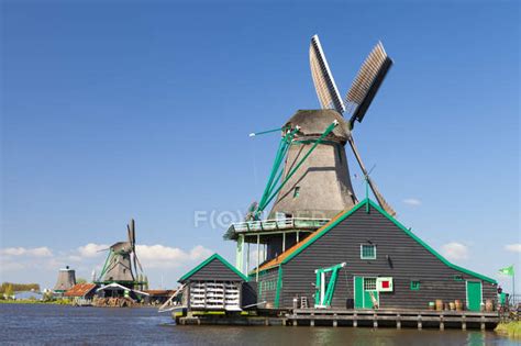 Zaanse Schans open-air museum north of Amsterdam of restored windmills, Netherlands. — tourism ...