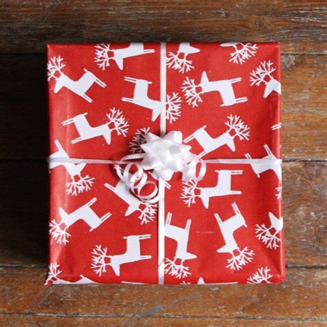 Reindeer red 3m roll wrapping paper | Luxury christmas wrapping paper ...