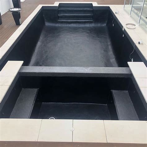 You can create an on-trend black pool interior using LUXAPOOL Epoxy swimming pool paint in Black ...