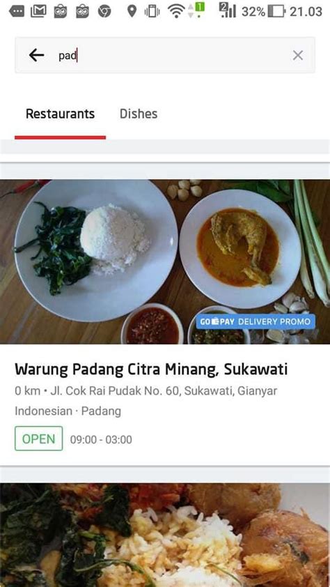 Menu at WARUNG PADANG CITRA MINANG restaurant, Gianyar