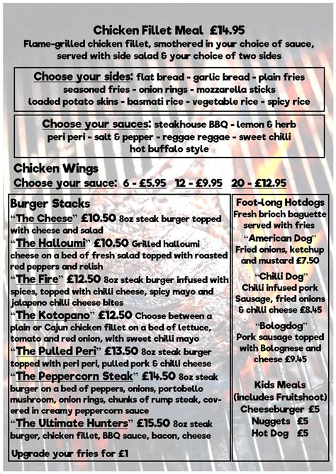 Menu at The White Lion pub & bar, Heywood, York St