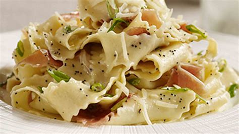 Farro Pasta With Speck, Green Onions and Poppy Seeds | Plate