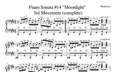 "Moonlight" Sonata | COMPLETE 3rd Mvt. | Sheet Music with Letters ...