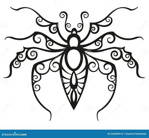 Silhouette Tattoo Spider Isolated on White Background Stock Vector - Illustration of element ...