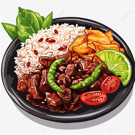 Ropa Vieja Cuba Food Design With Cartoon Style, Traditional, Beef, Rice ...