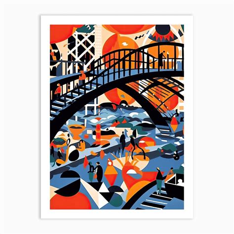 Helix Bridge Singapore Colourful 3 Art Print by Travel Poster Collection - Fy