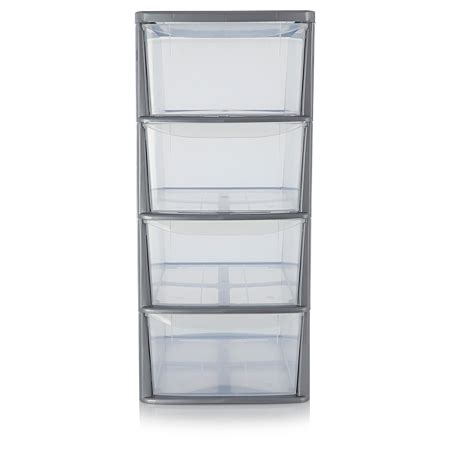 ASDA 4 Drawer Plastic Storage Unit - Silver | Storage | ASDA direct