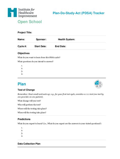 Pdsa Template - Fill Online, Printable, Fillable, Blank | pdfFiller